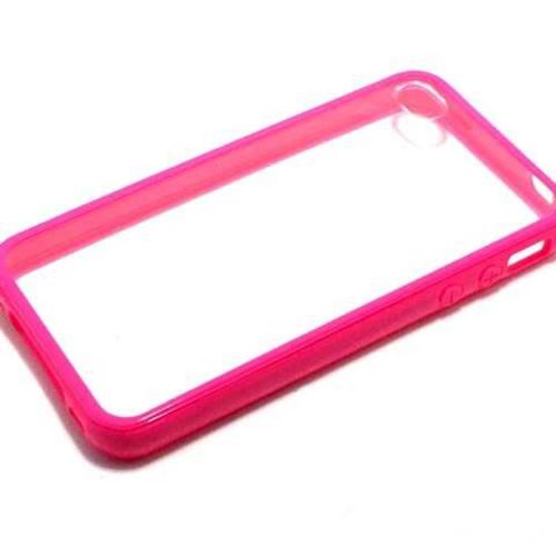 Capa para iPhone 4 e 4S de TPU com Traseira de Acrlico Transparente - Pink