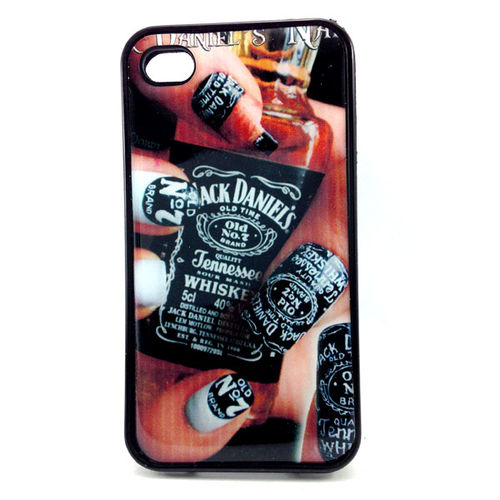 Imagem de Capa para iPhone 4 e 4S de TPU Preto - Jack Daniels Unhas
