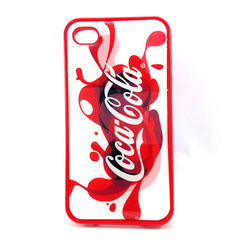 Capa para iPhone 4 e 4S de TPU Vermelho - Coca Cola Branca