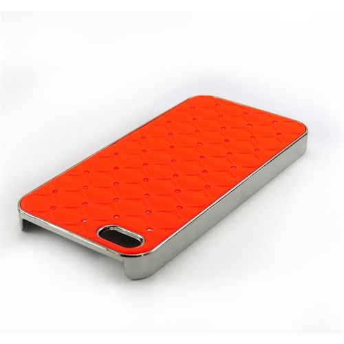 Capa para iPhone 5 e 5S Cromada com Strass - Laranja