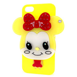 Capa para iPhone 5 e 5S de Plástico com Espelho - Minnie Amarela