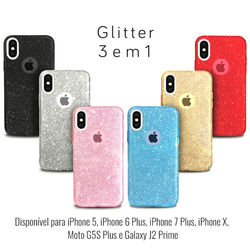 Capa para iPhone 5 e 5S de Plástico com Glitter