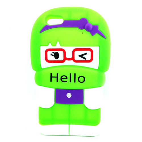 Imagem de Capa para iPhone 5 e 5S de Silicone 3D Hello - Verde