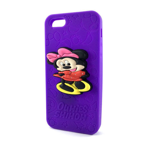 Imagem de Capa para iPhone 5 e 5S de Silicone 3D - Minnie Roxo