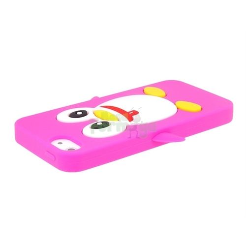 Capa para iPhone 5 e 5S de Silicone Pinguim - Rosa