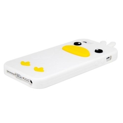 Capa para iPhone 5 e 5S de Silicone Pintinho - Branco