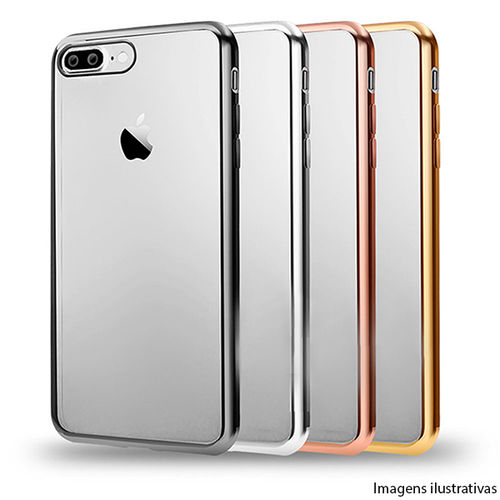 Imagem de Capa para iPhone 5 e 5S de TPU - Transparente com Borda Cromada