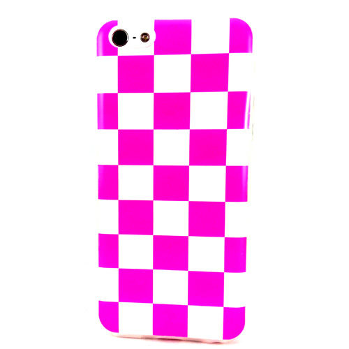 Imagem de Capa para iPhone 5C de TPU Xadrez - Rosa