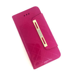 Capa Para IPhone 6 e 6S De Couro Sintético Estilo Carteira - Rosa Com Strass