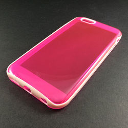 Capa para iPhone 6 e 6S de TPU Dual Color - Rosa com Branco