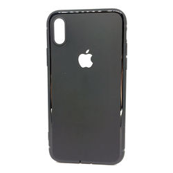 Capa para iPhone X e XS de Silicone - Símbolo Apple Vazado | Preta