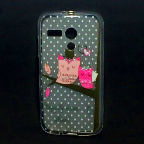 Imagem de Capa para Moto G de TPU com Strass - Coruja Noivos