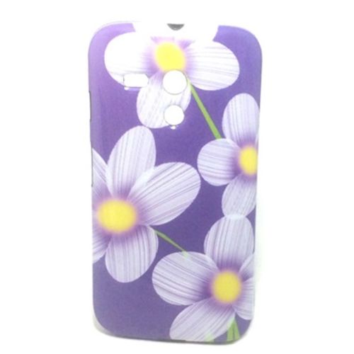 Imagem de Capa Para Motorola Moto G De TPU - Roxa com Flores Brancas