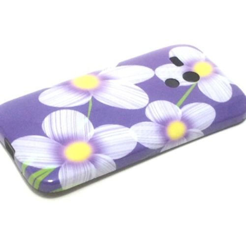 Capa Para Motorola Moto G De TPU - Roxa com Flores Brancas