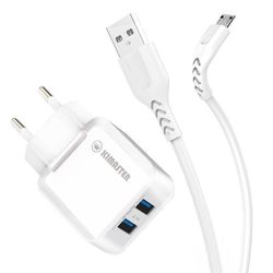 Carregador com 2 entradas USB e Cabo Micro USB 3.4A - KT608X