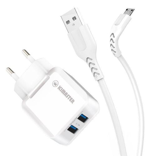 Imagem de Carregador com 2 entradas USB e Cabo Micro USB 3.4A - KT608X