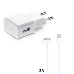 Carregador de Parede e Cabo de Dados USB para iPhone 4 e 4S iPad 2/3/4 de 2A - Branco | KinGo