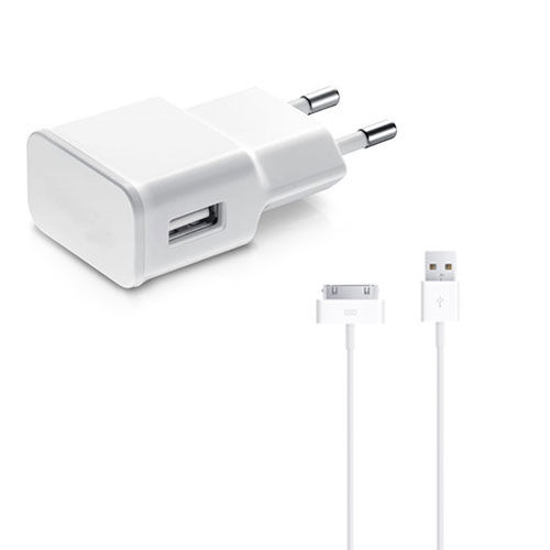 Imagem de Carregador de Parede e Cabo de Dados USB para iPhone 4 e iPhone 4S - Branco | KinGo