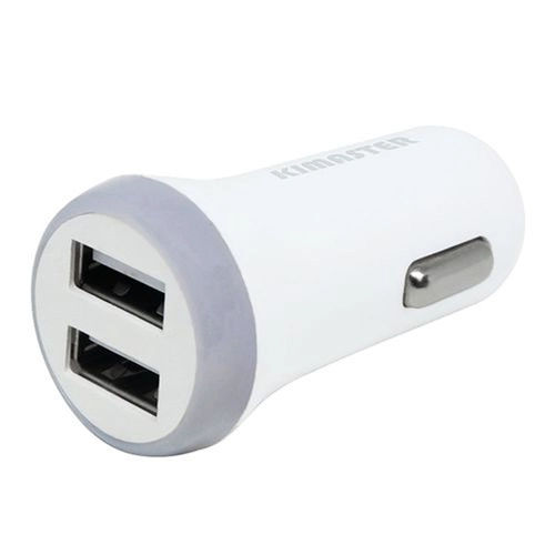 Carregador veicular com 2 sadas USB - Kimaster | Branco