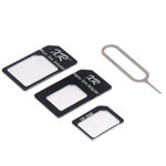 Kit 4 em 1 adaptador Nano SIM e Micro SIM para SIM e Ejetor de Chip