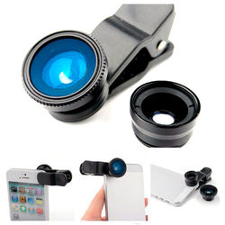 Lentes 3 em 1 Fisheye, Macro e Wide para Smartphone