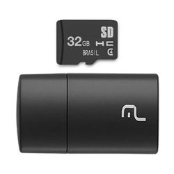 Pen Drive 2 em 1 Leitor USB + Cartão de Memória Classe 4 32GB - Preto | Multilaser
