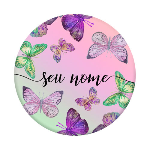 Imagem de Pop Socket Hologrfico - Borboletas | Com Nome Manuscrito