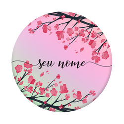 Pop Socket Holográfico - Flor de Cerejeira | Com Nome Manuscrito