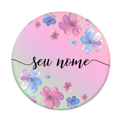 Pop Socket Holográfico - Flores | Com Nome Manuscrito